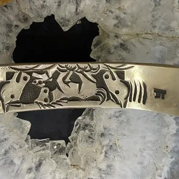 Lloyd Becenti Sterling Silver Horses in Desert Storyteller Bracelet For Women #3 - Picture 7 of 10